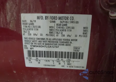 2020 Ford Explorer Xlt from USA, damaged, VIN 1FMSK8DH7LGA12767